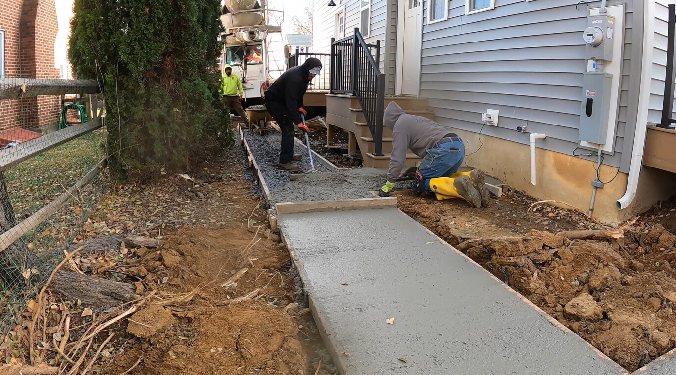 Professional concrete sidewalk installation